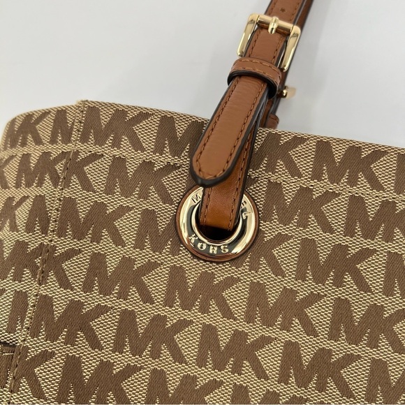 Michael Kors MK Jet Set Signature Tote Beige/Ebony/Mocha - Picture 2 of 13